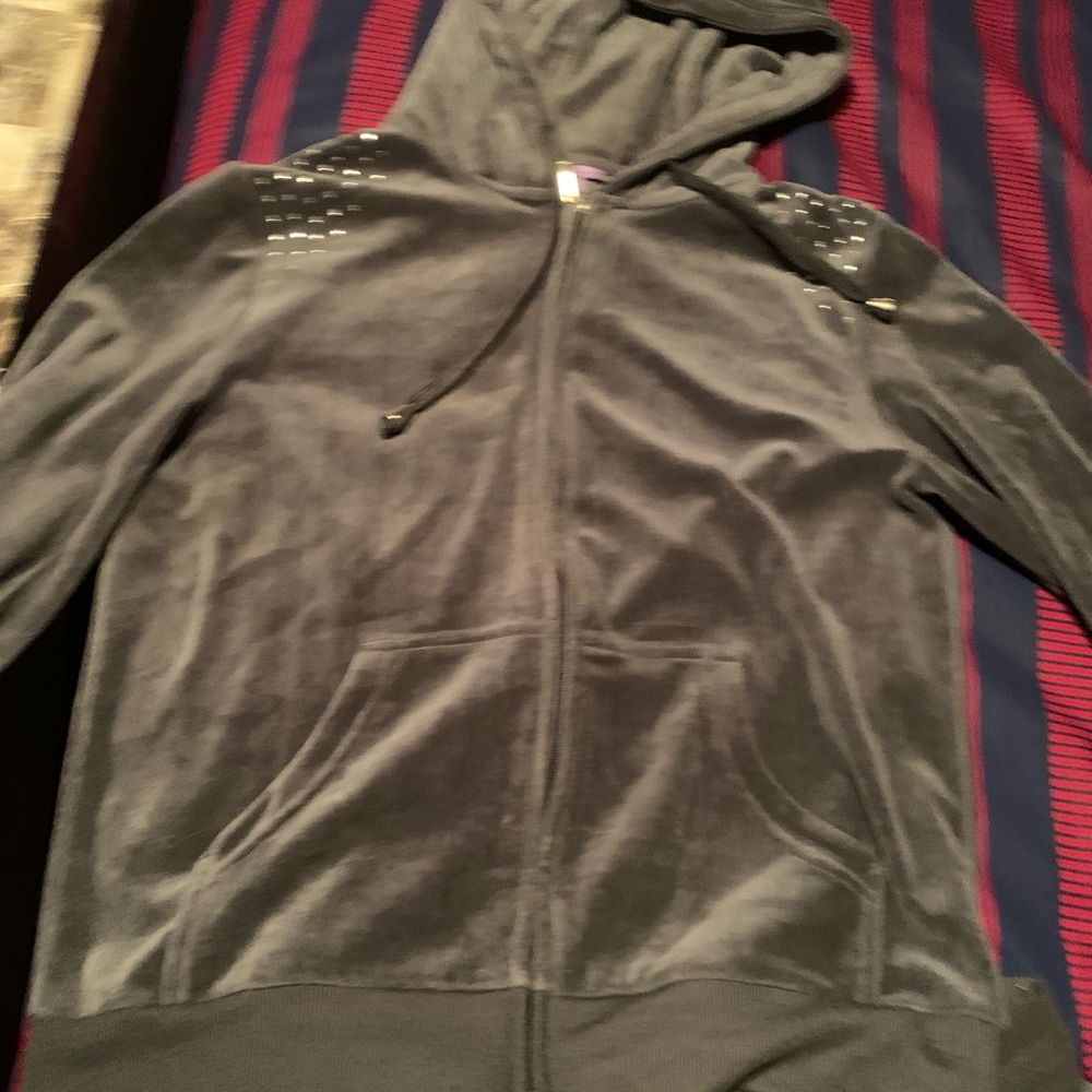 Grey top and bottom suit with little rhinestones on them